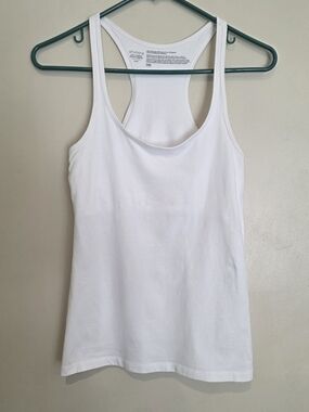 Shimmer White Racerback Tank Top Shimera Active Cotton Summer Cool Casual Layer